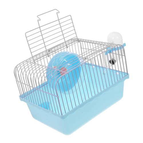 HEMOTON Hamsterkäfig Tragbare Transportbox Für Hamster Käfige Reisen Hamstertrage Mit Wasserflasche Tragbarer Käfig Hamster Tragetasche Zubehör Träger Rosa Transporthamster Abs Blue von HEMOTON