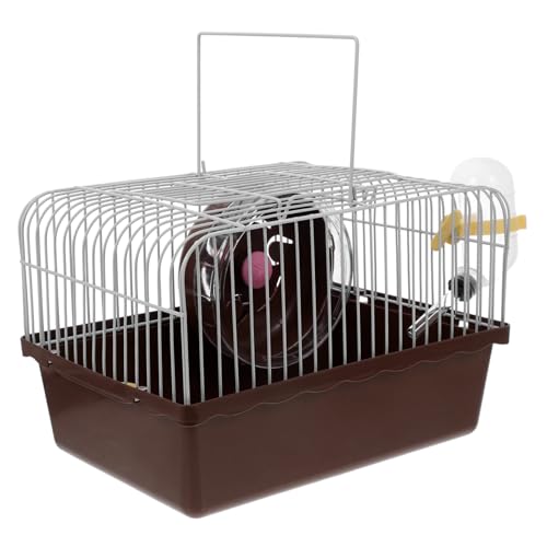 HEMOTON Hamsterkäfig Tragbare Transportbox Für Hamster Reisen Haustier Zubehör Träger Käfige Wasser Hängematte Klein Hamster Tragetasche Chinchilla Tragbare Hamsterreise Abs Brown von HEMOTON