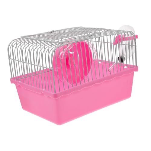 HEMOTON Hamsterkäfig Zwinger klein Käfige Wasser Käfig Haustier hamsterzubehör Hamster transportbox Hamster Käfig mit Zubehör Tragbarer Hamster-Reisekäfig Laufkäfig für Haustiere Abs Rosa von HEMOTON