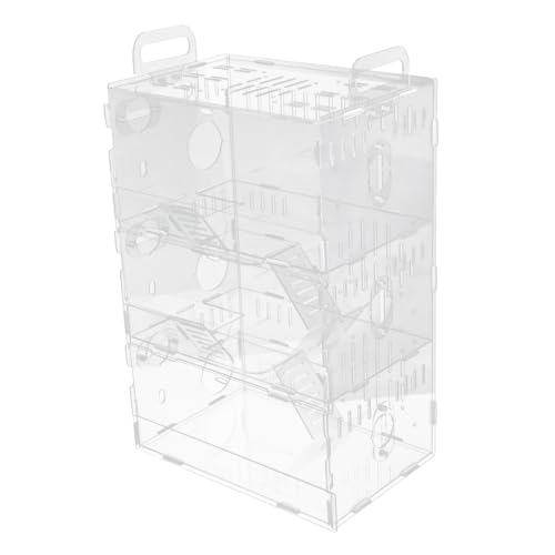 HEMOTON Hamsterkäfig für Kleine Haustiere Tragbares Haus für Chinchillas und Hamster Stöckige Transparente Unterkunft Hochwertiges Reißfestes Material Atmungsaktives Design für und von HEMOTON