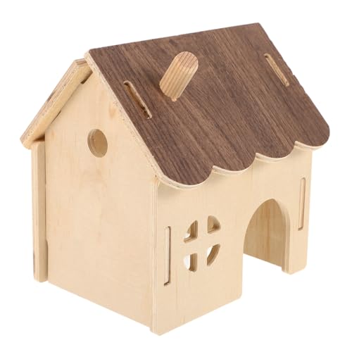 HEMOTON Hamsternest Aus Holz Mäuse Hamsterhaus Tunnel Gemütlich Käfig Verstecken Drinnen Klein Für Haustier Verschachtelung Wurf Tierhaus DIY Hamsterversteck Hamsterversorgung Hölzern von HEMOTON