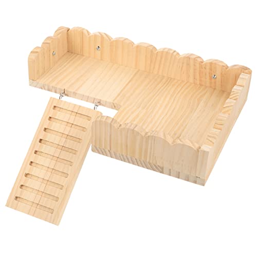 HEMOTON Hamsterplattform Holz mit Leiter Teiliges Set Käfigzubehör für Kleine Nager Wie Meerschweinchen und Zwerghamster Stabile Holzspielzeug Plattform zur Beschäftigung und Bewegung von HEMOTON