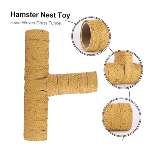 HEMOTON Handgewebter Gras Tunnel für Kleine Haustiere Robustes Hamster Nest Perfekter Aktivitäts Versteckplatz Natürliches Material für Hamster Käfig Zubehör von HEMOTON