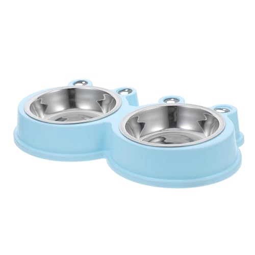 HEMOTON Haustier Hund Schüssel hundezubehör katzenfutter Haustierfutternapf Nicht rutschende Hundeschüssel Hundefutter kann Deckel abdecken Roadtrip Essentials Rostfreier Stahl Sky-Blue von HEMOTON