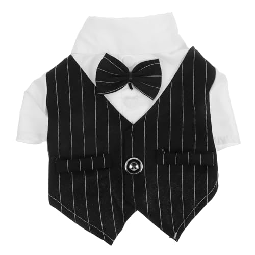 HEMOTON Haustieranzug Hundeanzug Rock Smokingweste Für Hunde Schild Französische Bulldoggenkleidung Kostüm Geburtstag Junge Hundekleid Kleid Für Hochzeitsgäste Party Polyester Black von HEMOTON