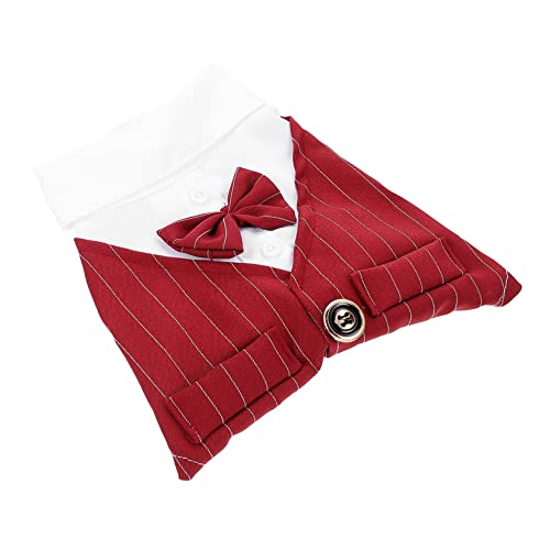 HEMOTON Haustieranzug hundeanzug Dog Costume hundekleider cat Clothing Haustierkleidung Hundekleidung Tuch Kostüme anziehen hochzeitskleid Katze formelle Kleidung Welpenhemd Polyester rot von HEMOTON