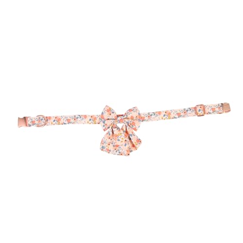 HEMOTON Haustierblumenkette Katzenspielhalsband einstellbar Weiches Kätzchenhalsband Kragen Halsband für Welpen Name Bogen Katzenhalsband für Katzenhalsbänder Reine Baumwolle Orange von HEMOTON