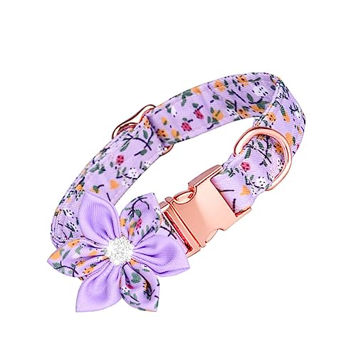 HEMOTON Haustierhalsband Farbe Blumen- Name Klein Welpe Hund Katzenhalsband Mit Blumenmuster Netter Verstellbarer Kragen Katzenhalsband Für Haustiere Reine Baumwolle von HEMOTON