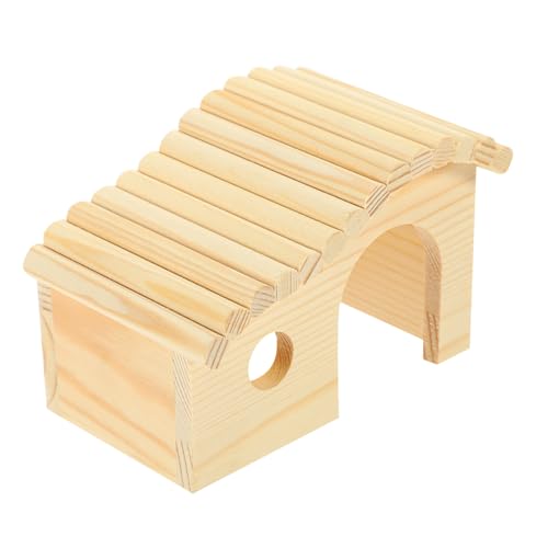 HEMOTON Holz Hamsterhaus mit Schlafnest Balkon Futterstelle Leiter DIY Kleintierhaus für Zwerghamster Mäuse Meerschweinchen Geeignet Natürlicher Holzbau ohne Farbe zum Selbstmontieren von HEMOTON