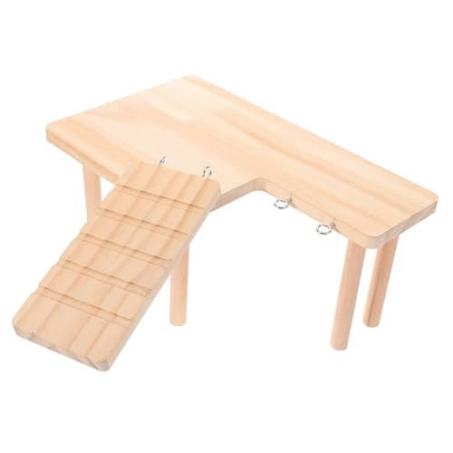 HEMOTON Holz Hamsterplattform mit Förmiger Rampe Kleintier Kletterspielzeug für Hamster und Meerschweinchen Fördert Gleichgewicht und Bewegung Stabile Holzleiter als Käfigzubehör von HEMOTON
