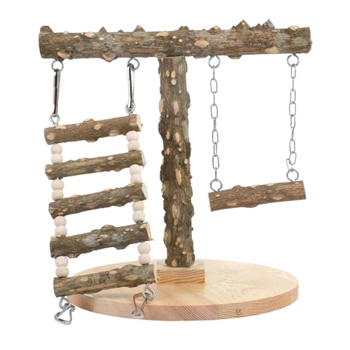 HEMOTON Holz Vogel Spielstand Für Papageien Kletterleiter Mit Sockel Multifunktional Für Nymphensittiche Umweltfreundliches Material Zu Installieren von HEMOTON