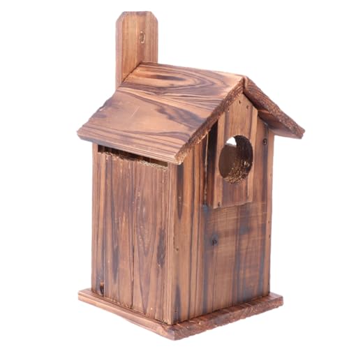 HEMOTON Holz Vogelhaus Vogel Futterhaus Outdoor Garten Vogelzubehör Vogelnest Aus Holz Für Kleine Vögel Komfortabler Rückzugsort Und Spielplatz von HEMOTON