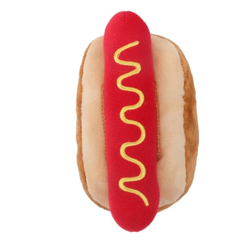 HEMOTON Interaktives Plüsch Hundespielzeug Im Hot-Dog-Design Quietschen Bissfest Für Kau Spielaktivitäten Für Haustiere Fördert Die Zahngesundheit Und Verhindert Zerstörung Von Möbeln von HEMOTON