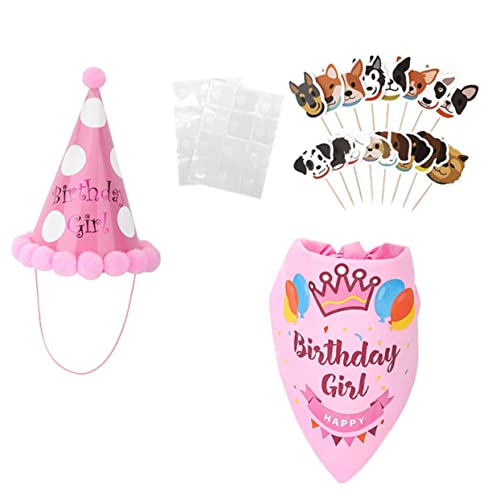 HEMOTON Hundebandana und Geburtstagsmütze Set Niedliche Party Kopfbedeckung und Halsband Verstellbar Komfortabel für Hundegeburtstage und Festliche Anlässe Macht Haustiere Attraktiv und von HEMOTON
