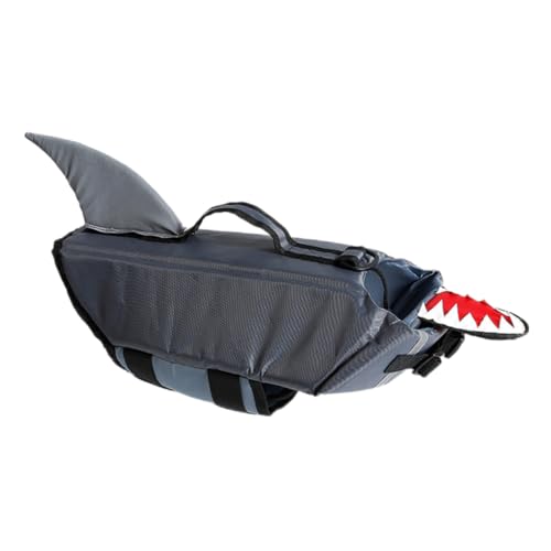 HEMOTON Hundehai Badeanzug Hundebecken Hundepool schweben Anzüge Flotation Hundwasserweste Name Schwimmwesten für Hunde Poolkostüm für Hunde Hundeschwimmende Weste wasserdichtes Nylon Grau von HEMOTON