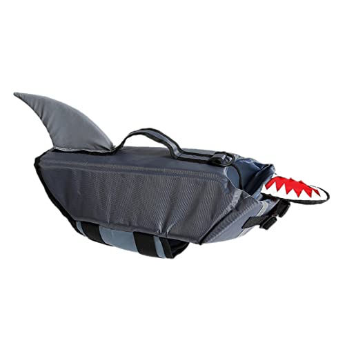 HEMOTON Hundehai Badeanzug Westen Kleidung Welpe Hund mittel Schwimmbad Hund Schwimmanzug Schwimmweste für Hunde Hundeschwimmende Weste Boot fahrendes Hundekostüm wasserdichtes Nylon Grau von HEMOTON