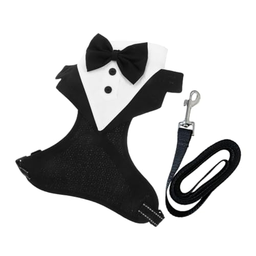 HEMOTON Hundeharnisch Tuxedo mit Fliege Verstellbares Geschirr für Große und Mittelgroße Hunde für Hochzeiten Partys und Halloween Stilvolles Design Komfortable Passform von HEMOTON