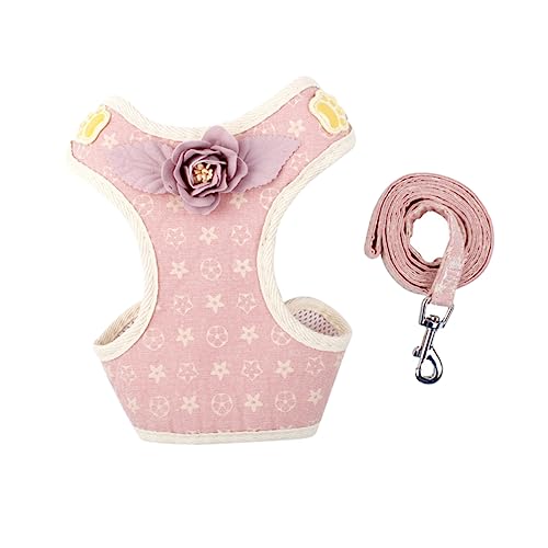 HEMOTON Hundeleinengürtel Geschirr für Welpen Hundegeschirr Welpenhalsband Welpenbedarf Welpengeschirr laufweste Haustierbedarf Hund zugseil Haustierkabelbaum Brustgurt für Haustiere Rosa von HEMOTON