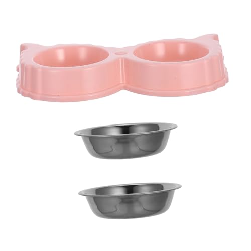 HEMOTON Futternapf Für Hunde Mit Zwei Schüsseln Aus Rostfreiem Material Rutschfester Boden Auslaufsicher Für Katzen Und Kleine Tiere Als Futter Und Wassernapf von HEMOTON