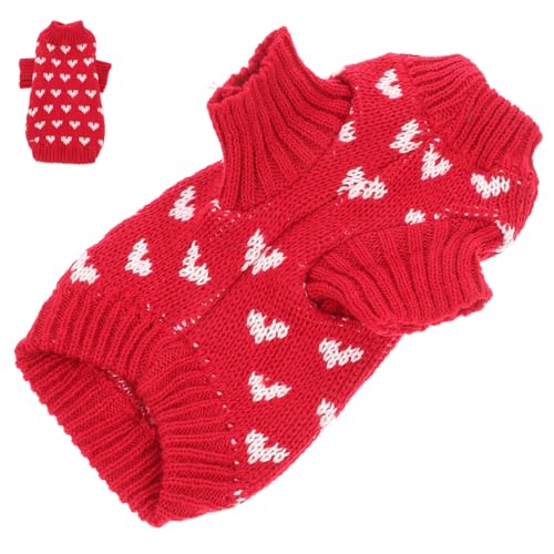 HEMOTON Hundepullover für Kleine Hunde Warmes Gestricktes Design mit Herzmuster Rundhals Ausschnitt für Winter Xs für Auftritte und Besondere Anlässe von HEMOTON