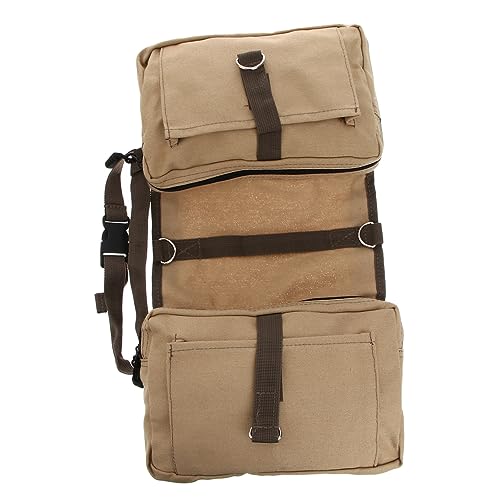 HEMOTON Satteltasche Für Hunde Khakifarbene Canvas Tragetasche Verstellbar Für Mittlere Und Große Hunde Für Reisen Camping Und Wandern von HEMOTON