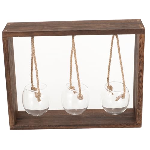 HEMOTON Hydrokulturflasche Aus Glas Mit Holzständer Für Pflanzen Wandvase Für Zuhause Hängepflanzgefäß Für Blumen Und Kräuter Dekorative Hydrokultur-pflanzgefäße von HEMOTON