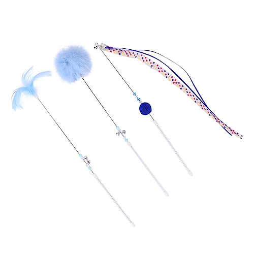 HEMOTON Interaktives Katzenangel Set aus Teaser Stick mit Federn und Bändern für Katzen und Kätzchen Fördert Zahnpflege und Spielverhalten von HEMOTON
