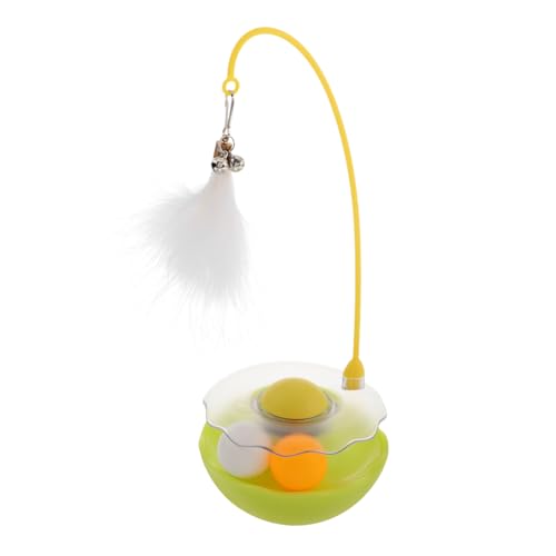 HEMOTON Katzen-Plattenspieler Spielzeugwalze Mit Ball Teaser Stick Katze Teaser Multifunktional Interaktiver Ballspielzeug Lustiger Trackturm Für Innenkatzen von HEMOTON
