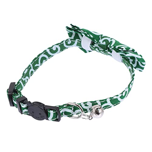 HEMOTON Katzenhalsband Kragen Glockenhalsband für Haustiere Kätzchen Bogen binden einstellbar für Kätzchenhalsband mit Glöckchen süße Katzenkräger Tuch Grün von HEMOTON