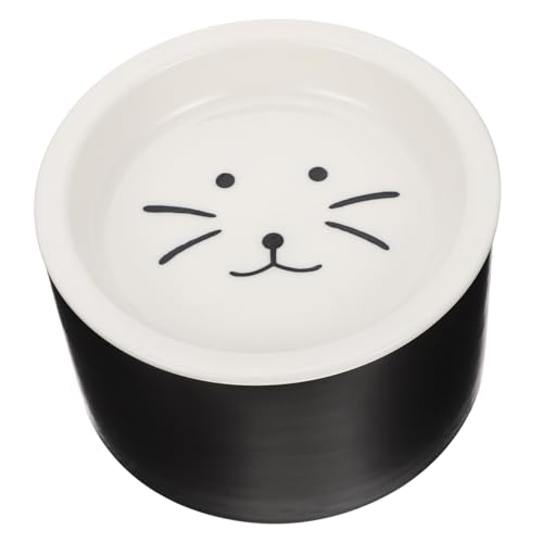 HEMOTON Keramik Katzennapf Futternapf und Wassernapf für Katzen und Kleine Hunde Bruchsicher Multifunktional Haushaltsschale für Futter und Snacks Schwarzes Design von HEMOTON