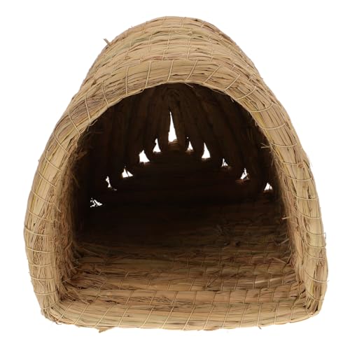 HEMOTON Kleines Haustierhaus Faltbar Bettwäsche Chinchilla Käfig Hängematte Kaninchen Ratte Wurf Plüsch Hamster Korb Vlies Groß Träger Coop Heu Gewebtes Nest Green Stroh von HEMOTON