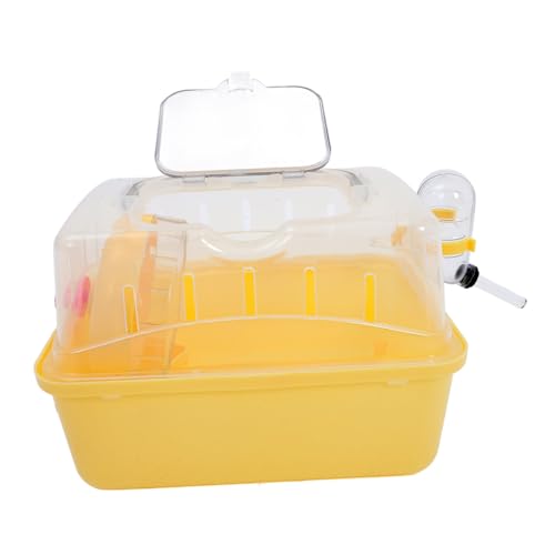 HEMOTON Kleintier Transportkäfig mit Wasserflasche Tragbare Hamster Tragetasche für Reisen Geeignet für Hamster Meerschweinchen und Kleine Tiere Atmungsaktiv und Praktisch für Ausflüge von HEMOTON