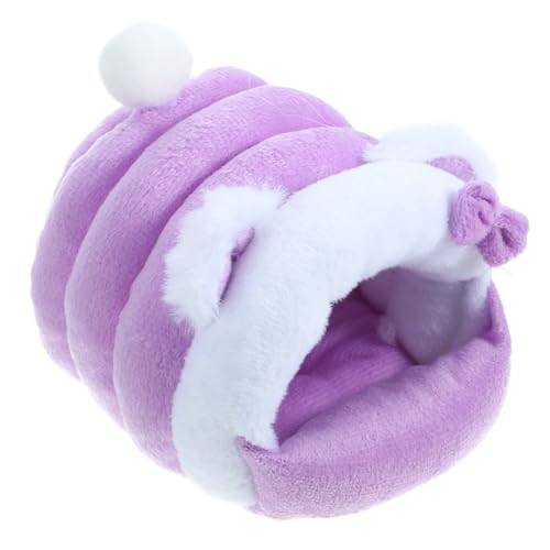 HEMOTON Kleintierbett Warmes Nest für Hamster Chinchillas Dicke Baumwolle Multifunktionales Schlafhaus mit Süßem Design Platzsparend Sicher für Kleine Haustiere mit Schleife von HEMOTON