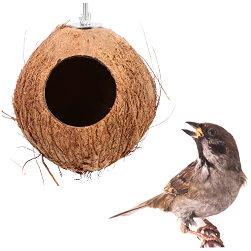 HEMOTON Kokosnussschalen-Vogelnest Vogelfütterer Kiefer Vogelnest Zubehör für Vögel im Freien Vogelhaus Vogelhütte Bett Vogelfutternest Bambus Brown von HEMOTON