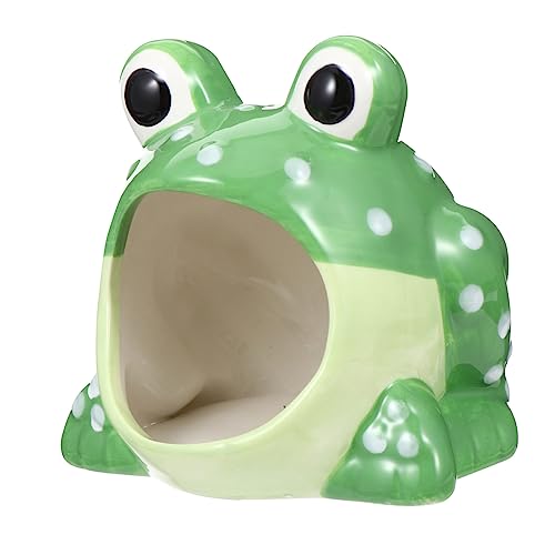 HEMOTON Kühlnest für Hamster Verstecke Hamsterhaus Höhlenhütte Minihütte Hamsterkäfig nagerhaus haustierbett Kleintier Hamster höhle Hamsterversteck für Kleintiere Keramik Green von HEMOTON