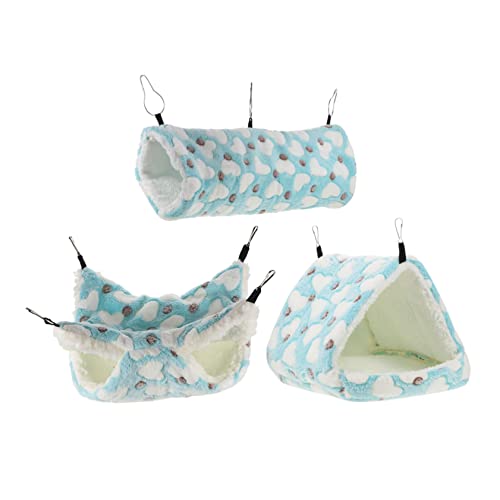 HEMOTON Kuschelnest für Kleintiere Teiliges Set mit Hängematte Tunnel und Nest für Hamster Meerschweinchen und Zierpapageien Bietet Wärme und Aufhängen im Käfig von HEMOTON