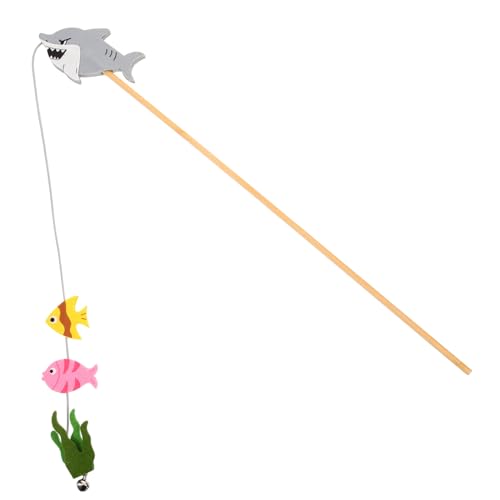 HEMOTON Katzenangel Mit Glocke Und Verschleißfestem Material Verlängerter Holzstab Für Einfache Handhabung Interaktives Katzenspielzeug Für Hauskatzen von HEMOTON