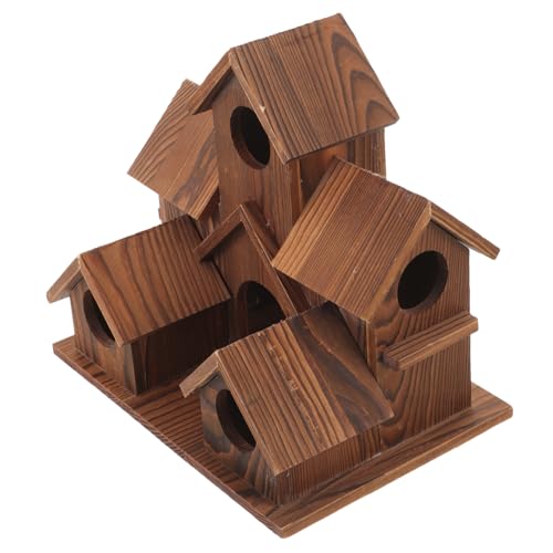 HEMOTON Massive Holz Vogel Nest Ornamente Vogelschachtelhaus Futterspender Hängendes Nest Hängendes Vogelhaus Für Den Garten Vogelhäuschen Für Draußen Vogelhaus Vogelhäuser Hängend Hölzern von HEMOTON