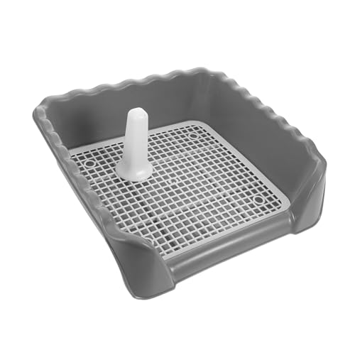 HEMOTON Mittlere Hundetoilette für Drinnen mit Seitiger Schutzwand und Urinführungssäule Welpen Toilettenschale rutschfeste Indoor Pee Pad Schale für Effektives Training und Einfache von HEMOTON