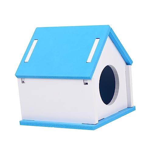 HEMOTON Nasenhaartrimmer Hamster käfig Hamster cage Easy putz hamsterkäfige kleintierhaus Hamsterhaus Schlafnest für Haustiere Heimtierbedarf Spielhaus Holzhütte hölzern Blue von HEMOTON