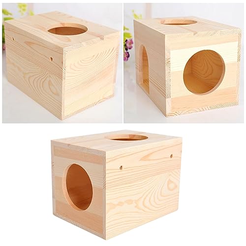 HEMOTON Natürlicher Holz Haus für Kleintiere Sommerbett für Hamster Meerschweinchen und Chinchillas als Käfignest für Entspannte Ruhezeiten und Spiele von HEMOTON