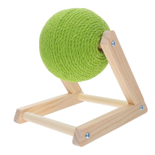 HEMOTON Natürlicher Sisal Katzenkratzball mit Holzständer Interaktives Kratzspielzeug für Katzen und Kleine Haustiere Fördert Krallenpflege Robustes Klettergerüst für Indoor Spielspaß von HEMOTON