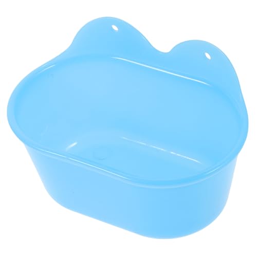 HEMOTON Papageien Badebad Oval Blau Robuste Hängende Vogelbadewanne als Futter und Badezubehör für Kleine Papageien Wellensittiche Nymphensittiche und Kanarienvögel Platzsparend für Käfige von HEMOTON