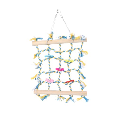HEMOTON Papageien Kletternetz Buntes Holz und Baumwollspielzeug für Krallenpflege Sicheres und Langlebiges Kletterzubehör für Vögel für Papageien und Haustiere HEMOTON Papageien Kletternetz Buntes Holz und Baumwollspielzeug für Krallenpflege Sicheres und Langlebiges Kletterzubehör für Vögel für Papageien und Haustiere von HEMOTON
