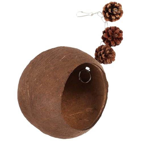 HEMOTON Papageiennestschaukel Hängendes Haustiernest Vogelnest Vogelspielzeug Muscheln Vogelkäfigkäfigkäfig Vogelbrutnest Vogel Hängendes Nest Vogelschaukel Barsch Klein Kokosnussschale von HEMOTON