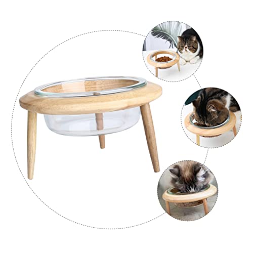HEMOTON Pet Glass Bowl mit Holzständer für Katzen und Hunde rutschfest Leicht zu Reinigen aus für Futter und Wasser Langlebig und HEMOTON Pet Glass Bowl mit Holzständer für Katzen und Hunde rutschfest Leicht zu Reinigen aus für Futter und Wasser Langlebig und von HEMOTON
