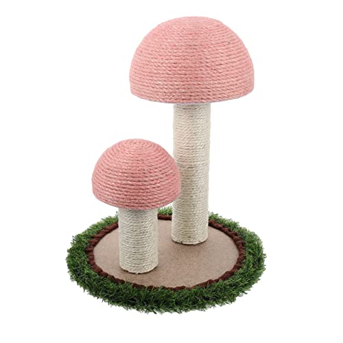 HEMOTON Pilzkatze Klettergerüst Klettern Scratchpad Scratch Pad Klettergerüst Für Katzen Drinnen Mit Rahmen Planke Kratzen Katzenkratzbrett Aus Kratzer Barsch Pole Rosa Baumwollseil von HEMOTON