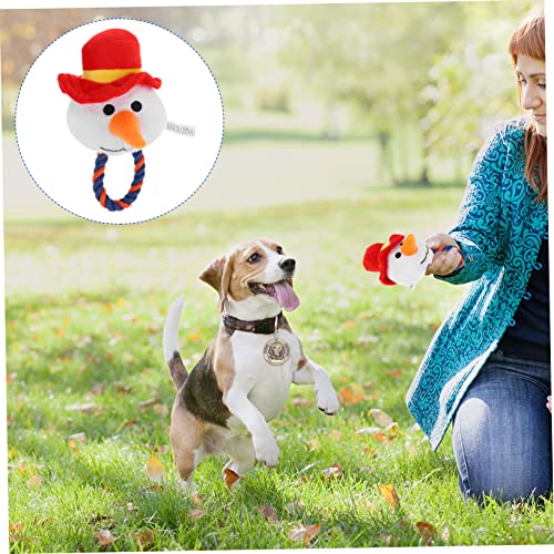 HEMOTON Plüschspielzeug für Haustiere mit Schneemann Design Interaktives Kauspielzeug aus Baumwollseil Geräuschaktiv Langlebig für Katzen und Hunde von HEMOTON