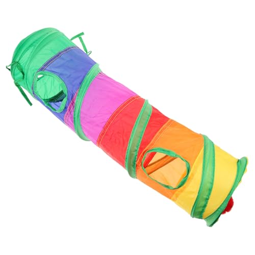 HEMOTON Regenbogen -Tunnelspielzeug Katzentunnel für Wohnungskatzen drinnen Katzenspielzeug bewegend Kätzchen Katzenschläuche Katzenspieltunnel Katzenröhrentunnel Polyester Bunt von HEMOTON