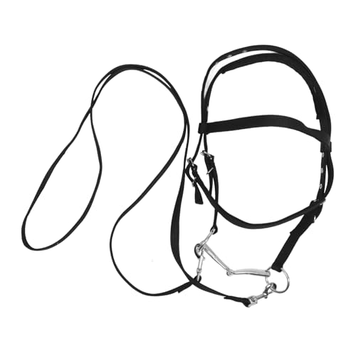 HEMOTON Reitzügel Englische Trensen Für Pferde Pferdehalfter Halfter Pferdehalfter Für Pferde Pferdeseilhalfter Seil Pferdehalfter Pferdestallbedarf Viehseilhalfter Nylon Schwarz von HEMOTON